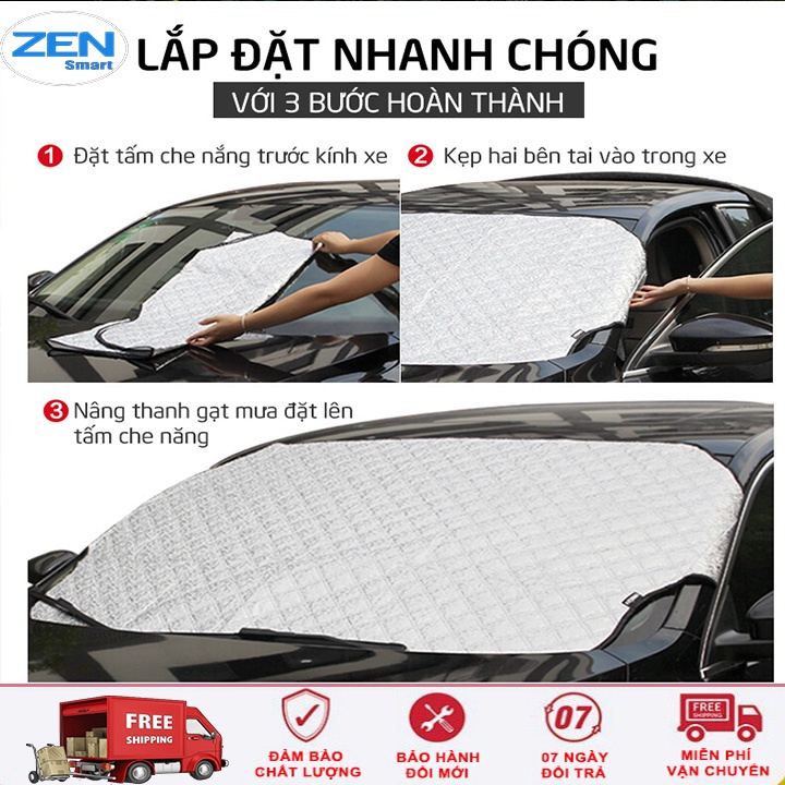 Bạt Phủ Kính Lái Ô Tô Cao Cấp, Bạt Che Nắng Ô Tô Tráng Bạc Cách Nhiệt 3 Lớp - Tránh Tia UV, Bảo Vệ Nội Thất Xe