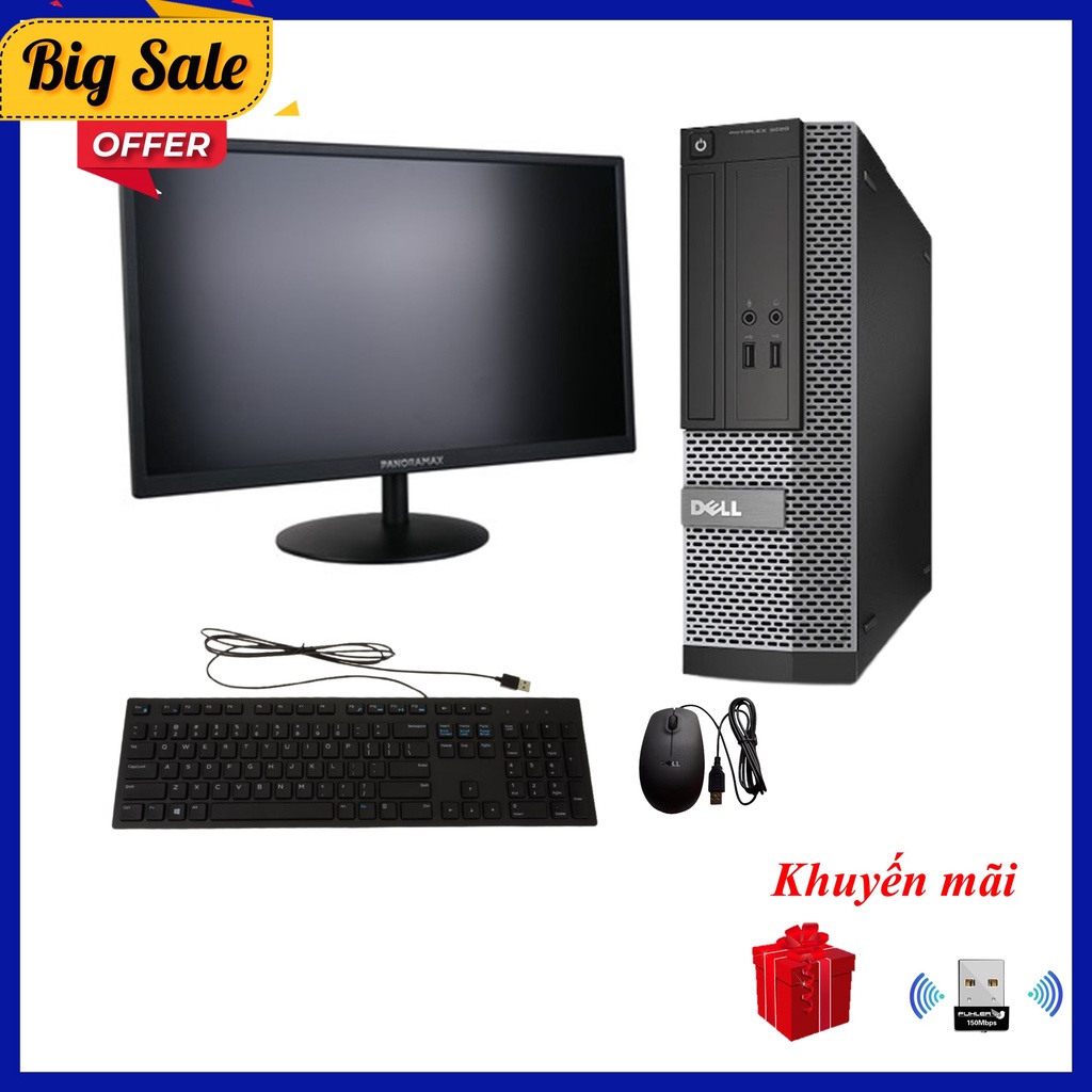 Bộ Máy Tính Bàn ⚡Freeship⚡ Máy Bộ Văn Phòng Dell Optiplex 3020/7020/9020 - Màn Hình 19 inch - Bàn Phím Chuột Dell