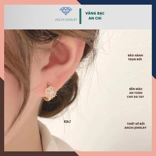 Bông tai hoa đá lấp lánh, chuẩn bạc ta sáng đẹp không xuống màu - Anchi jewelry