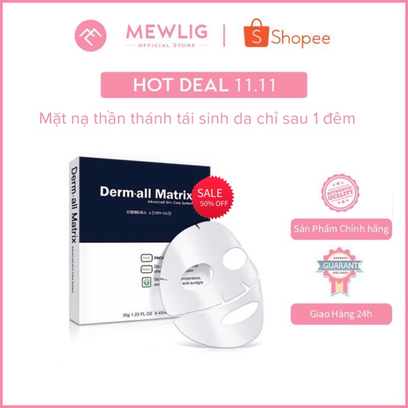 Mặt nạ tái sinh da chỉ sau 1 đêm Derm All Matrix-Hộp 4 miếng giá bằng 1 buổi spa