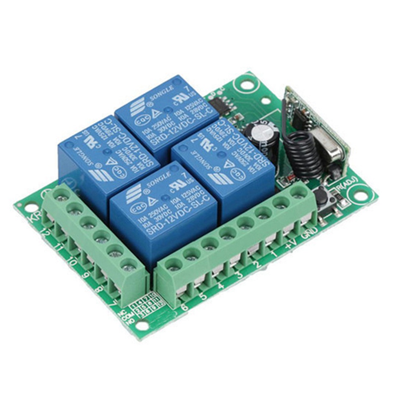 Mô Đun Công Tắc Đèn Điều Khiển Từ Xa Không Dây DC 12V 4CH 4CH RF + Bộ Phát Tín Hiệu Ga Ra /
