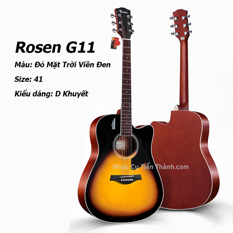 Đàn Guitar Acoustic Rosen G11 gỗ Thịt 100% CHÍNH HÃNG BH 12 tháng.