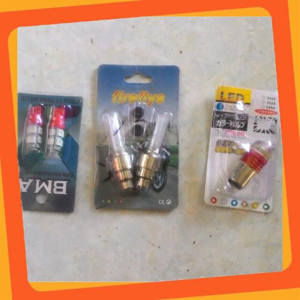 Bộ 100k - Bóng hậu led nhấp nháy, đèn van 7 màu, cặp bóng xi nhan