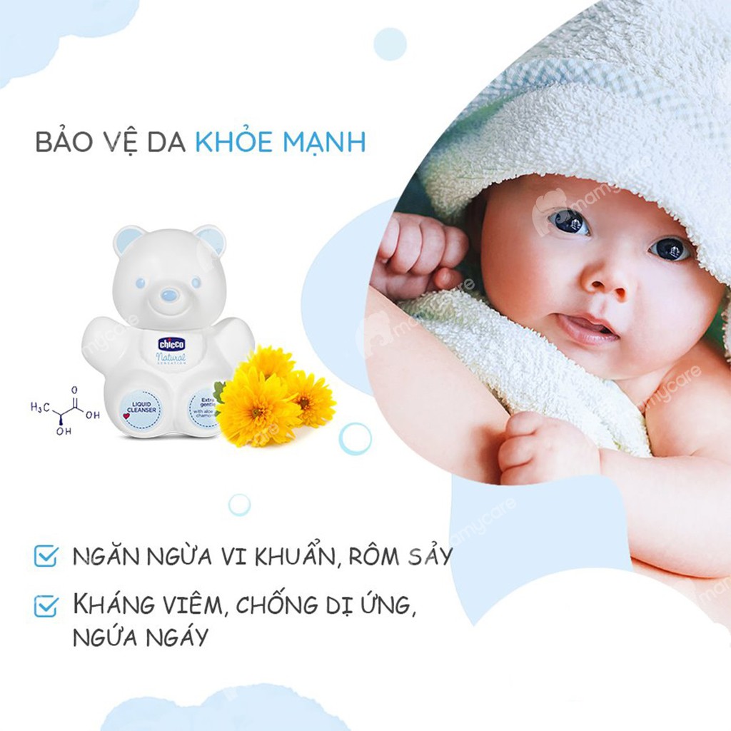 Sữa tắm dưỡng da Natural Sensation Teddy Chicco 300ml cho bé từ sơ sinh - MAMYCARE