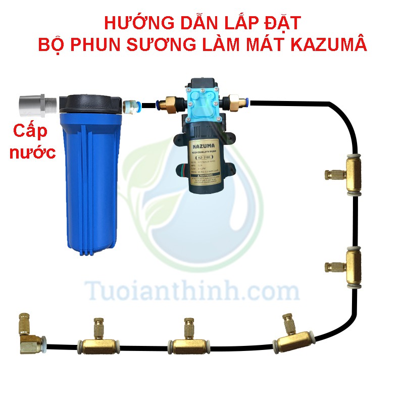 Bộ phun sương làm mát không khí, Phun sương tạo ẩm 5-10-15 béc đồng số 2, béc Inox số 3