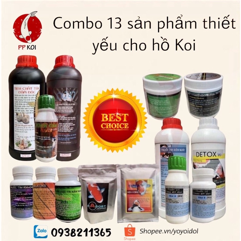 Combo 13 sản phẩm Phòng và chữa bệnh cá Koi của Luna Koi Farm