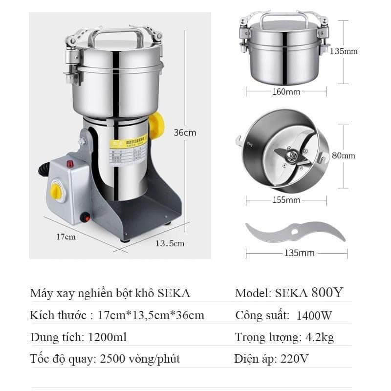 MÁY XAY BỘT KHÔ ĐA NĂNG SEKA THIẾT KẾ THÔNG MINH XOAY 90 ĐỘ