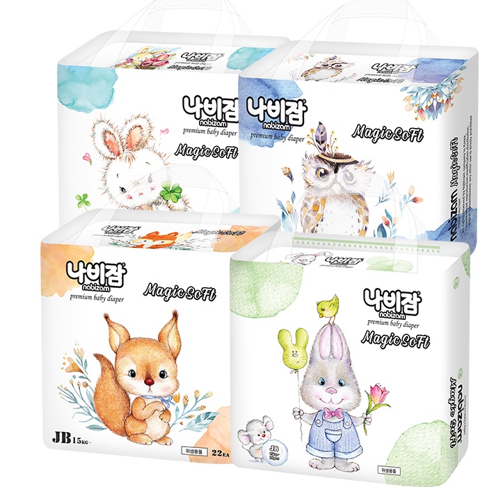 Thùng 4 bịch Tã Bỉm Nabizam Magic Sofl dán/quần Nội địa Hàn cao cấp mềm ma thuật đủ size