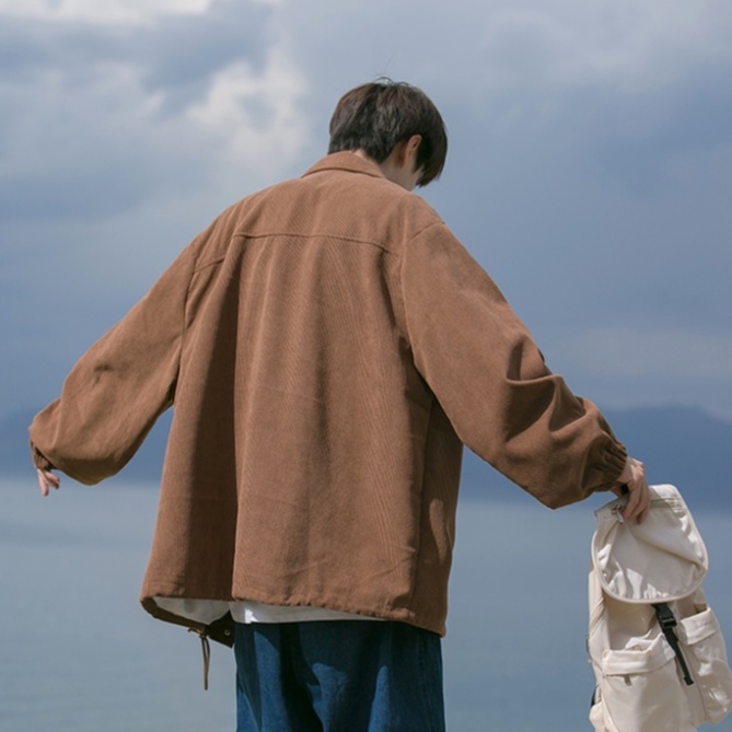 Áo Khoác Dáng Rộng In Chữ Phong Cách Hàn Quốc Thời Trang Xuân Thu Cho Nam