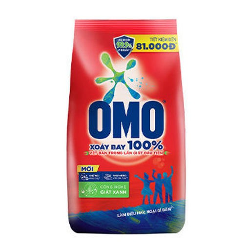 Bột giặt OMO Xoáy Bay 100% Vết Bẩn Trong 1 Lần Giặt Công Nghệ Xanh Mới 4.3kg