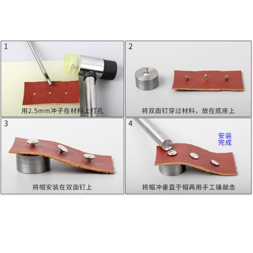 100 bộ đinh tán inox thép không gỉ - phụ kiện làm đồ da handmade