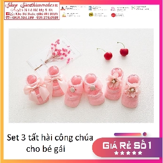 Tất hài công chúa cho trẻ sơ sinh set 3 đôi - ảnh sản phẩm 1