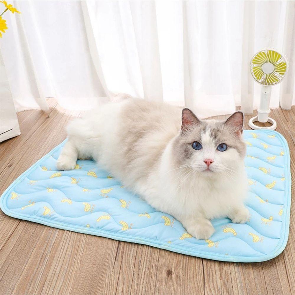 Đệm Ngủ Bằng Lụa Lạnh Thoáng Mát Chống Trượt In Họa Tiết Nhiều Màu Sắc Cho Thú Cưng