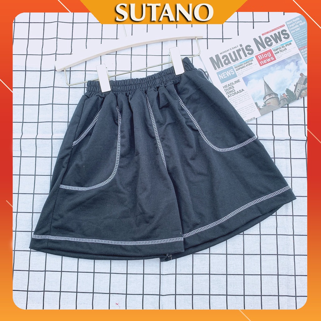 Quần Short  đùi nữ chỉ nổi SUTANO chạy viền dáng suông, thun trơn nhiều màu Q400 | BigBuy360 - bigbuy360.vn