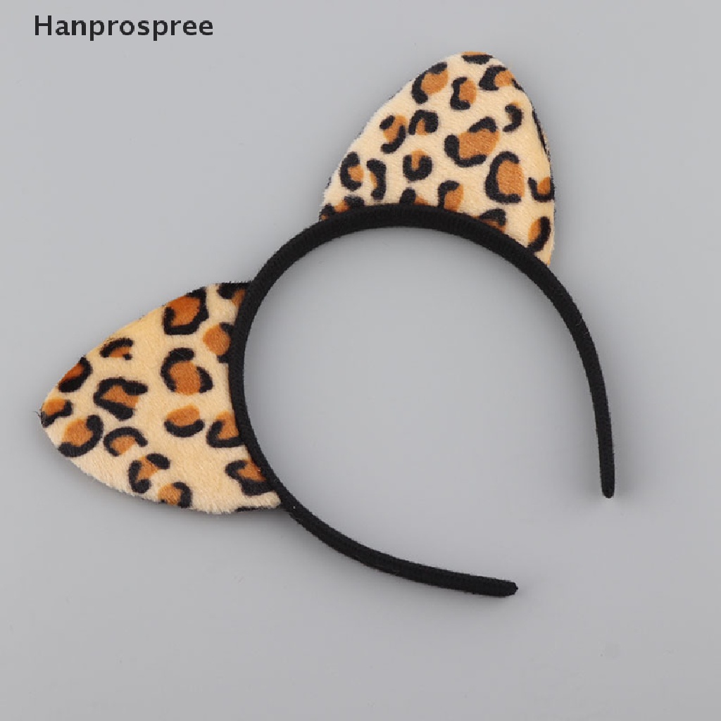 Băng Đô Cài Tóc Tai Mèo Phủ Lông Họa Tiết Da Báo / Hổ Dễ Thương Cho Bạn Gái