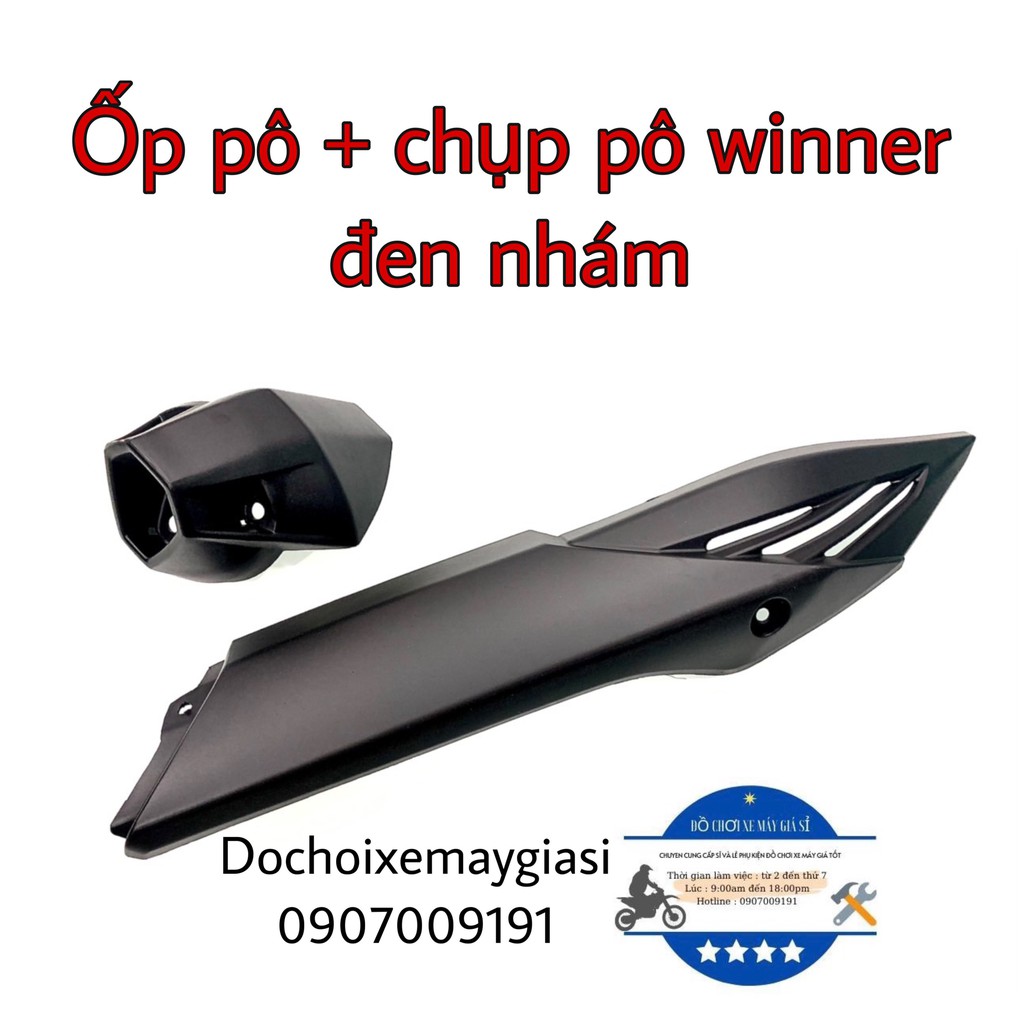 BỘ ỐP PÔ + CHỤP PÔ CHO HONDA WINNER ĐEN NHÁM KHÔNG TEM