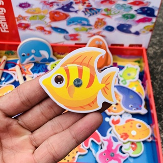 Câu Cá Nam Châm Gỗ 32 Con Kèm Cần Câu