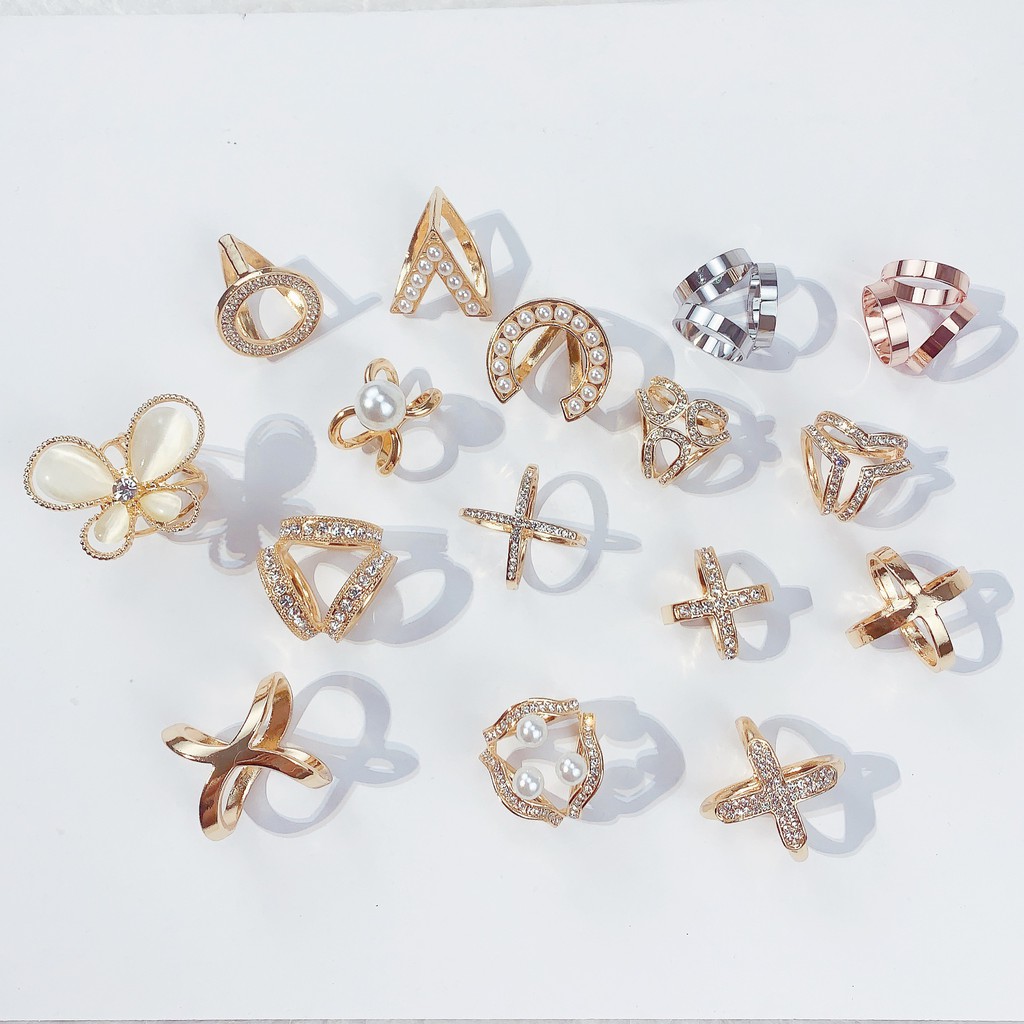 Ghim Cài Khăn Choàng Đính Đá Kim Cương Ba Vòng Nhẫn Đơn Giản Sáng Tạo Cho Nữ