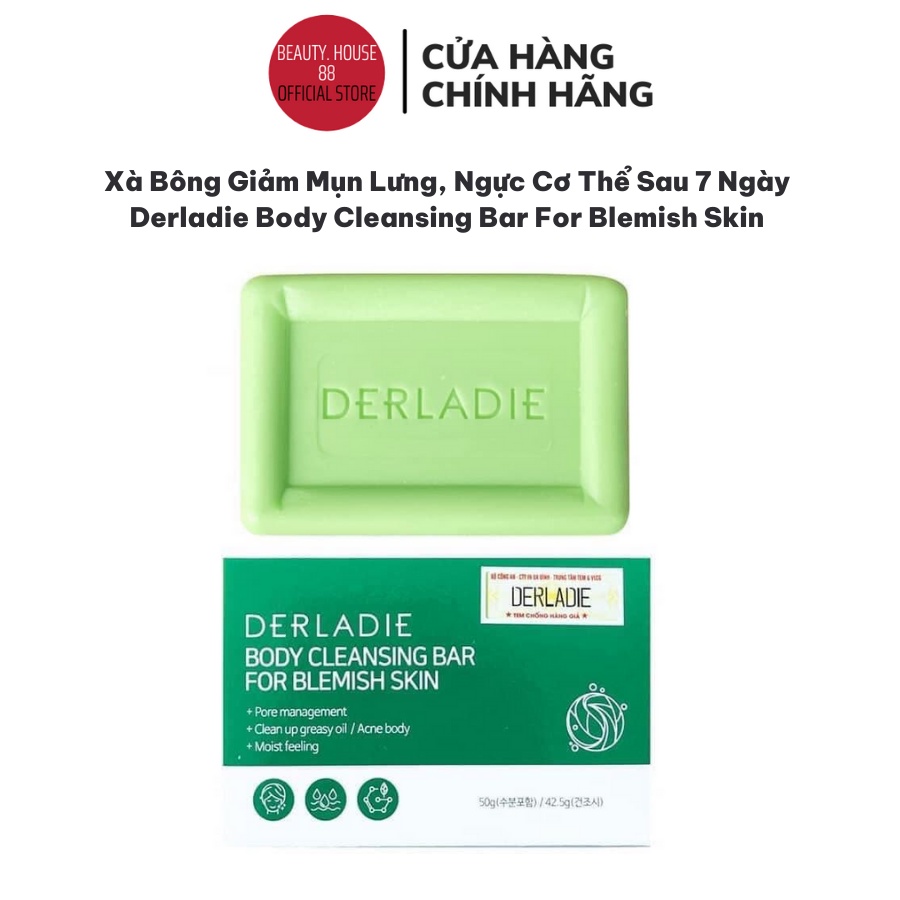 Xà Phòng Giảm Mụn Cơ Thể Sau 7 Ngày Derladie Body Cleansing Bar For Blemish Skin 50g
