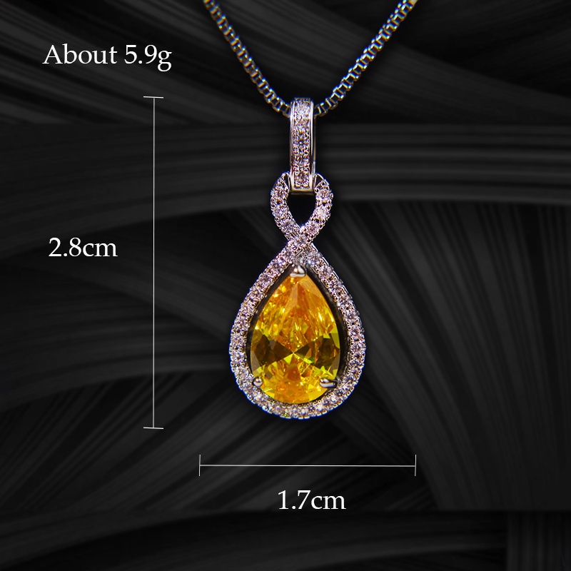 Dây Chuyền Bạc Mặt Hình Giọt Nước Kim Cương Tinh Tế Sang Trọng