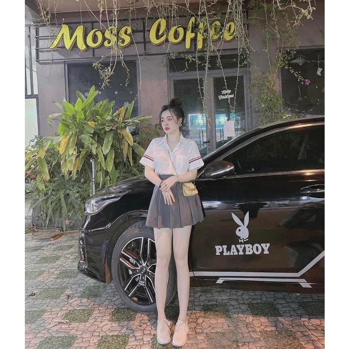 Áo sơ mi tay lỡ phối viền tay