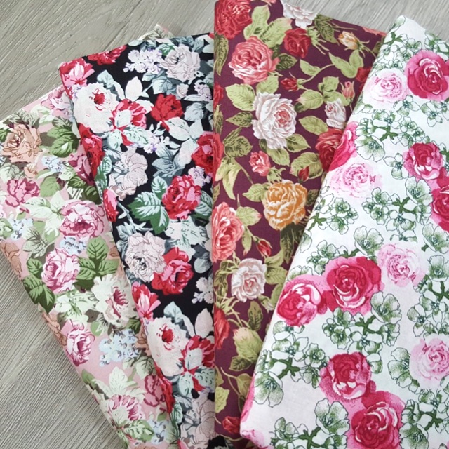 #V91🌹 VẢI TWILL HOẠ TIẾT HOA HỒNG MAY ĐỒ CHO DOLL, OBITSU, DIY, HANDMADE, QUILTING, SCRUNCHIES