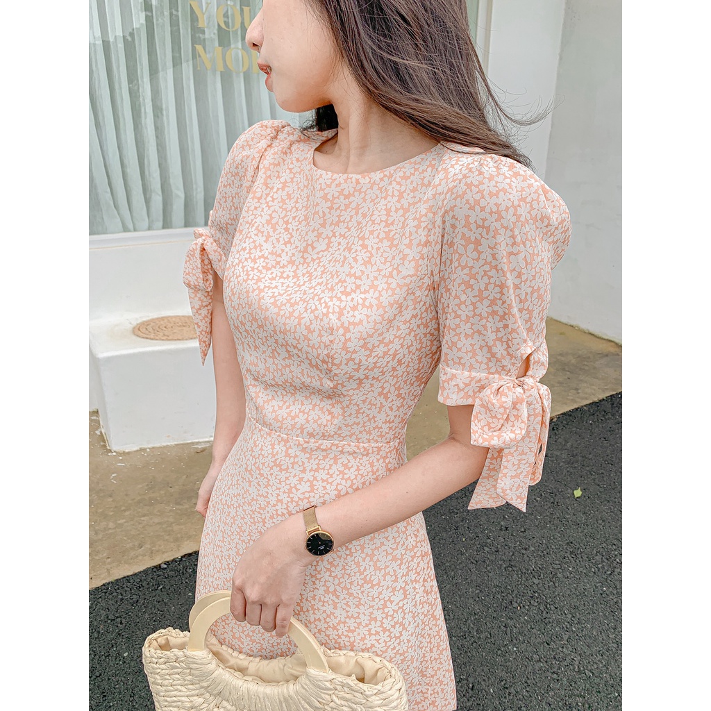 Đầm Salem - Đầm midi dài cổ tròn tay nơ | BigBuy360 - bigbuy360.vn