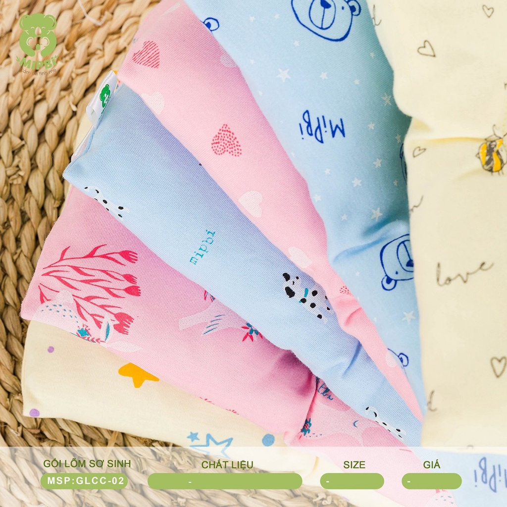 Mipbi. Gối lõm sơ sinh (có thể tháo rời vỏ gối)