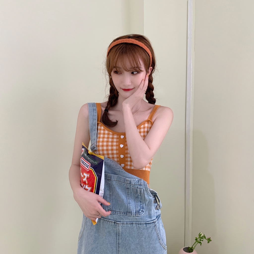 Porozi  Áo hai dây croptop  trơn kiểu dáng hot girl phong cách Hàn Quốc