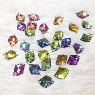 Hạt đá acrylic kết áo tráng gương ánh 7 màu đính áo hình thoi nhiều giác lấp lánh size 2cm