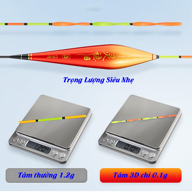 Phao Câu Đài Nano Đại Ngư - đầu xoắn3D chống gió chống sóng - siêu nhậy Cao Cấp - CW07