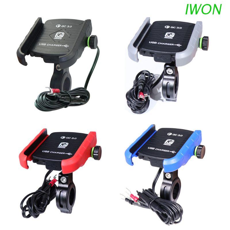 Giá Đỡ Điện Thoại Gắn Tay Lái Xe Máy Chống Thấm Nước Xoay 360 Độ Qc 3.0 Usb