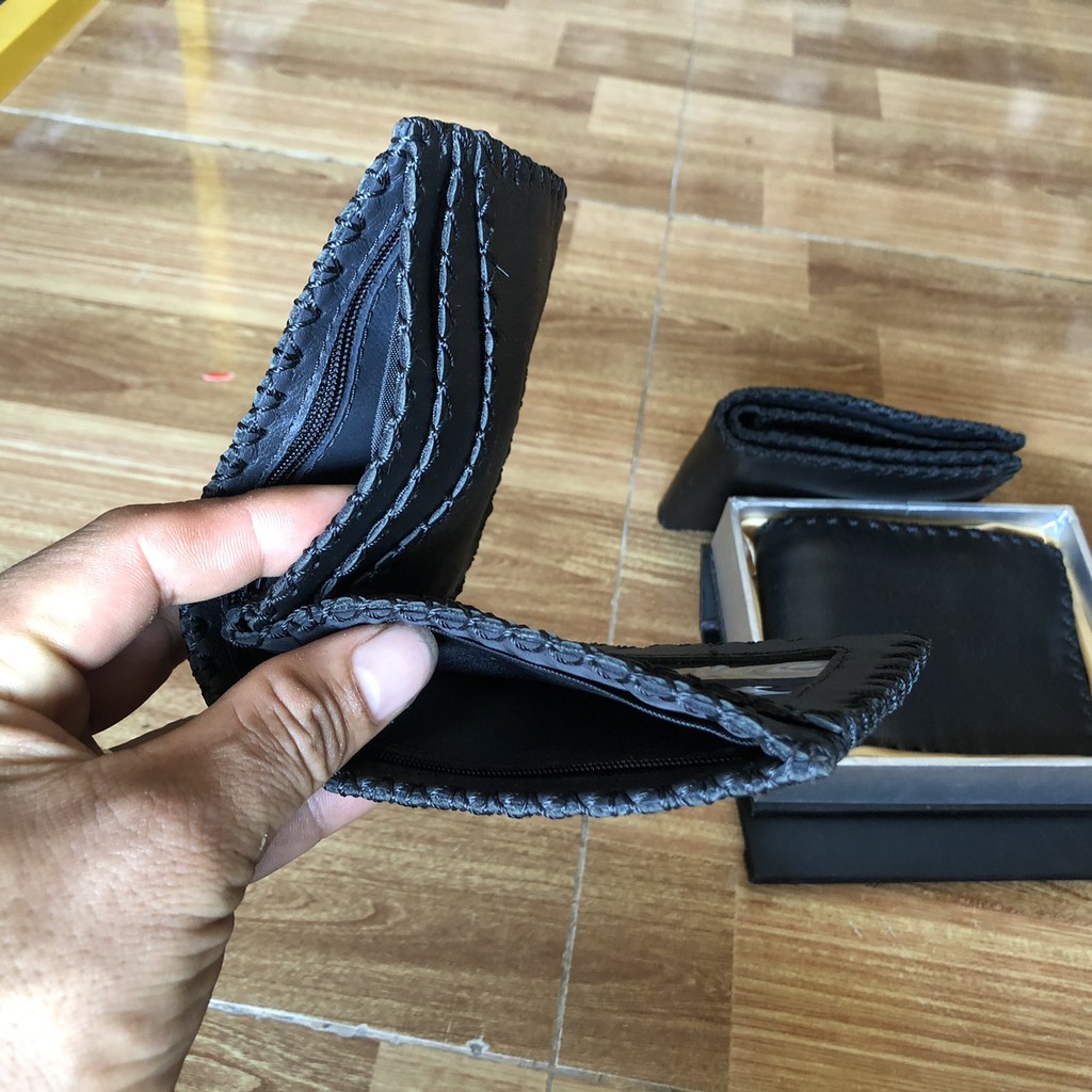 Ví Da Bò Xuất Khẩu Atshoes Càng Dùng Càng Bóng Mềm Mịn Vxk10 (Đen)