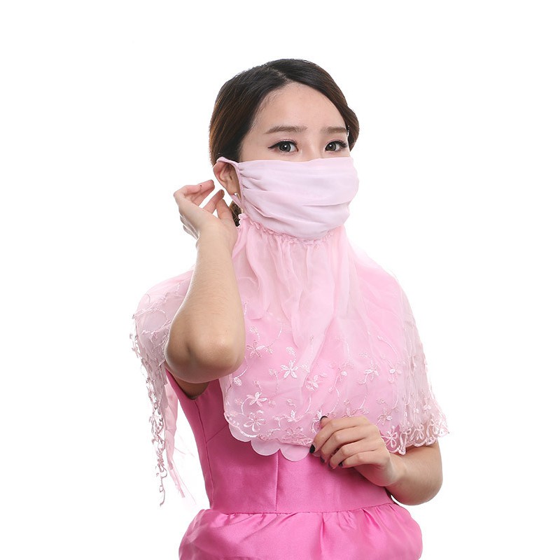 [FREESHIP] KHẨU TRANG VOAN PHỦ VAI - HOA VĂN PHỦ CỔ