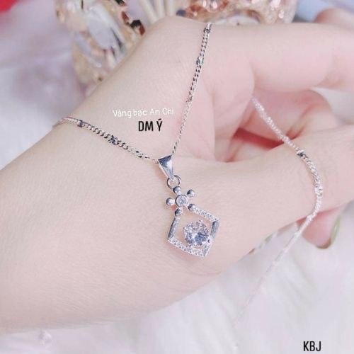 Dây chuyền nữ mặt hoa đá chuẩn bạc ta sáng đẹp, Anchi jewelry