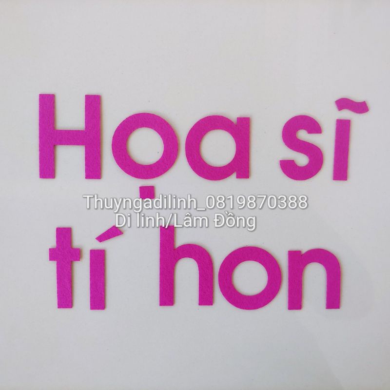 Tên góc vải nỉ chiều cao chữ H 6cm, chiều cao chữ a 4.7cm