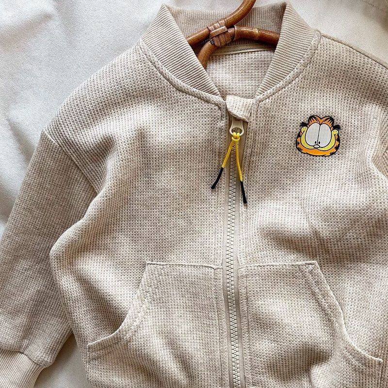 Áo Khoác Mềm Phối Khóa Kéo Họa Tiết Hoạt Hình Phong Cách Hàn Quốc Cho Bé Gái