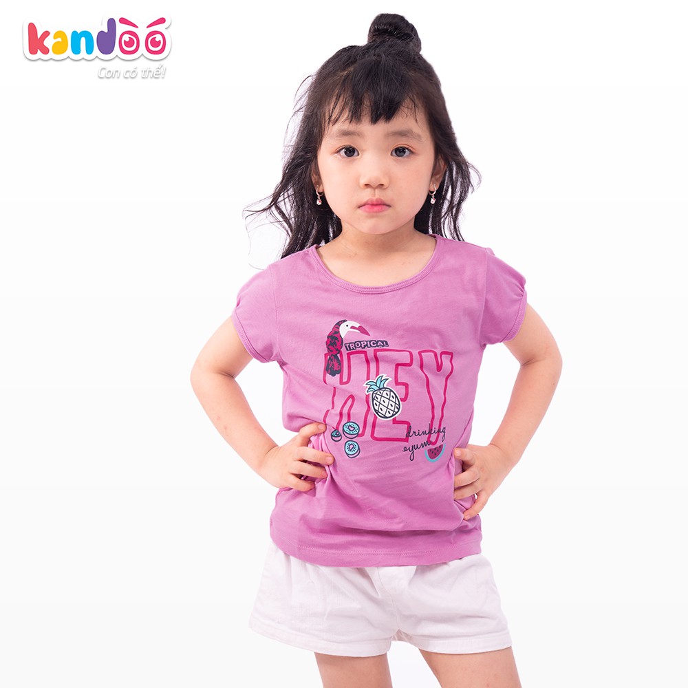 Áo T-shirt bé gái KANDOO 3 màu đáng yêu, chất liệu cotton cao cấp mềm mịn, thoáng mát, an toàn cho bé - DGTS1735