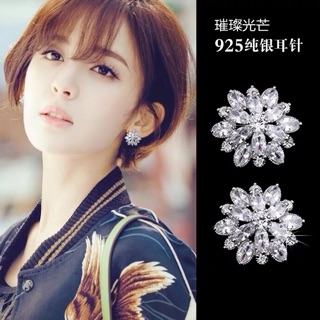 Hoa tai bạc pha lê bông tuyết