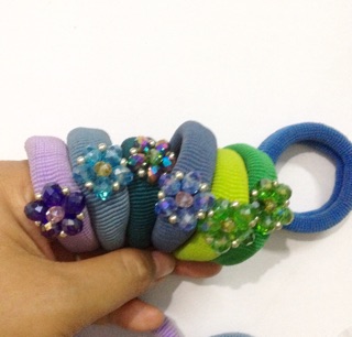 Set 3 cột tóc thun phối hạt ngọc