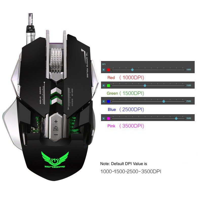 Chuột gaming Zerodate G9 - Chuột chơi game Zerodate 3200DPI led RGB G90