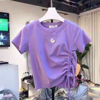 Áo croptop thêu hoa rút eo
