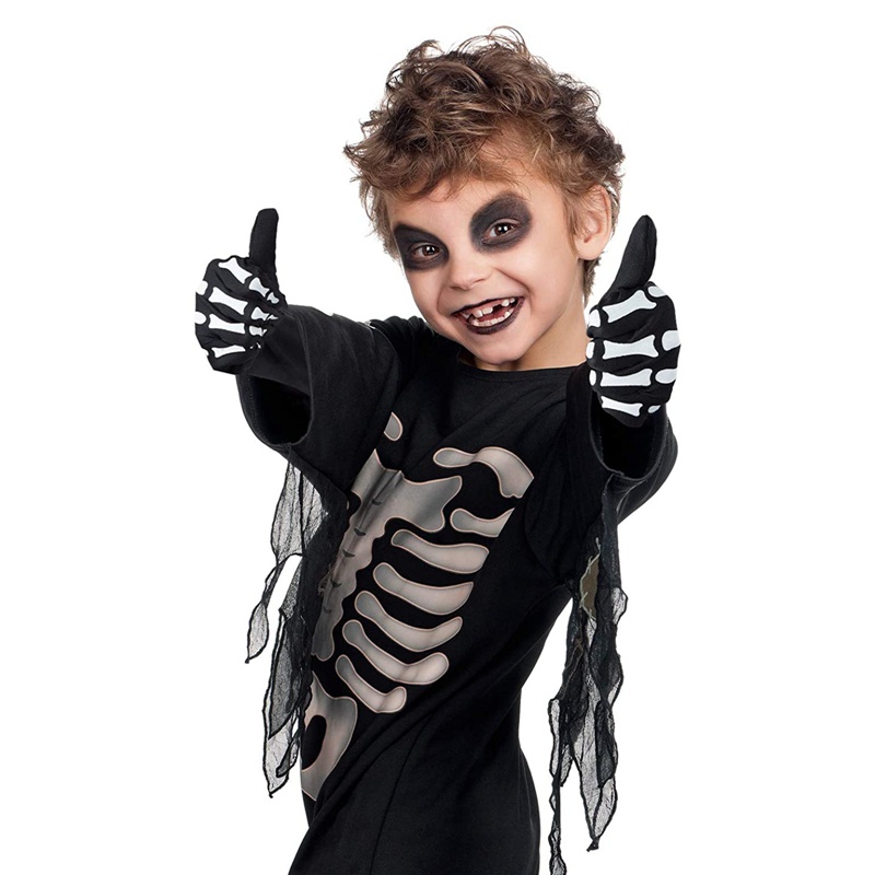 Set 2 Đôi Găng Tay Dài Hình Bộ Xương Halloween Cho Người Lớn Và Trẻ Em