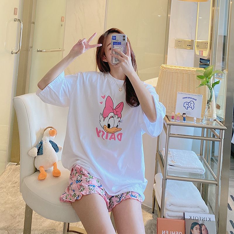 Đồ bộ thun tay ngắn hoạt hình đáng yêu cho bạn gái