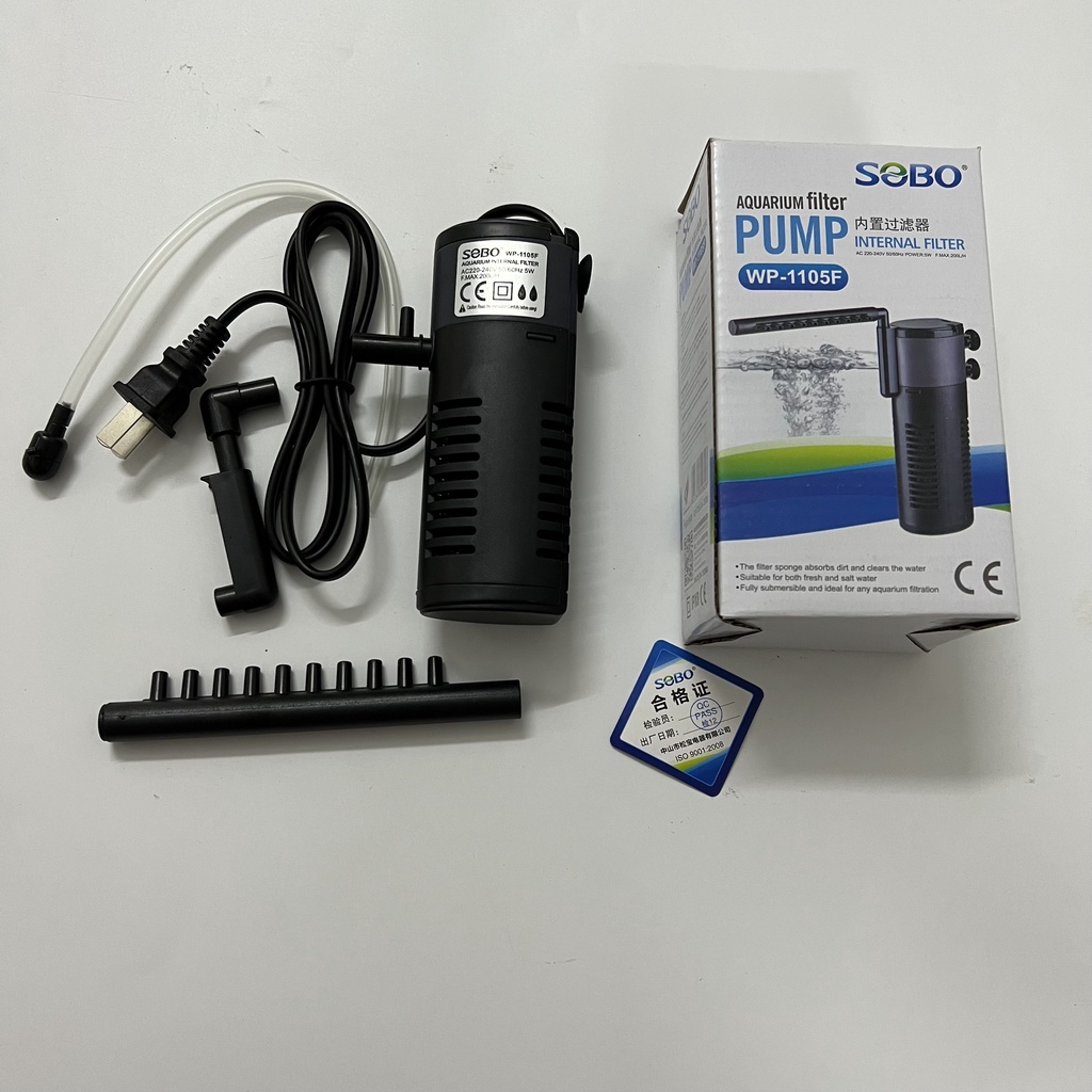 Máy lọc trong dành cho bể cá mini dài dưới 30cm Sobo WP-1105F