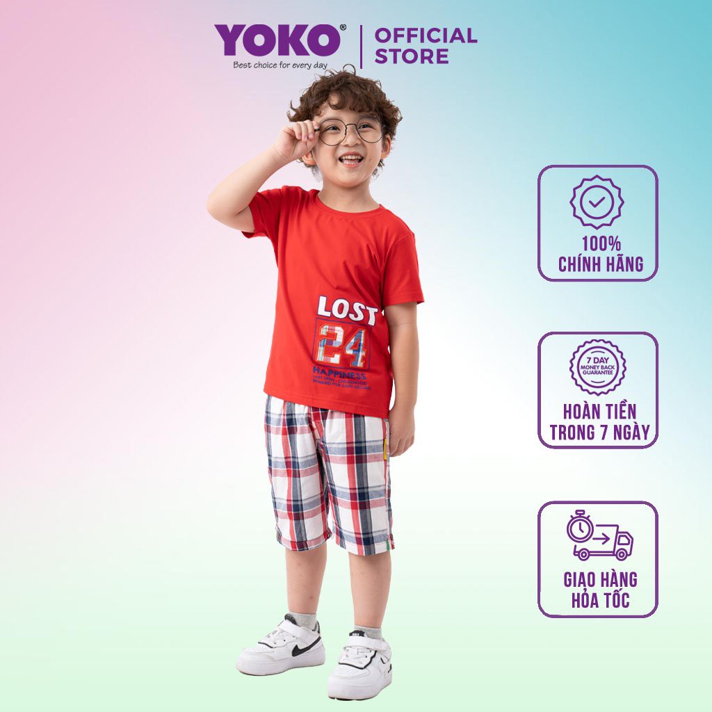 Bộ Quần Áo Thun Tay Ngắn Bé Trai Quần Caro (6-9 Tuổi) YOKO KID’S FASHION 20475T