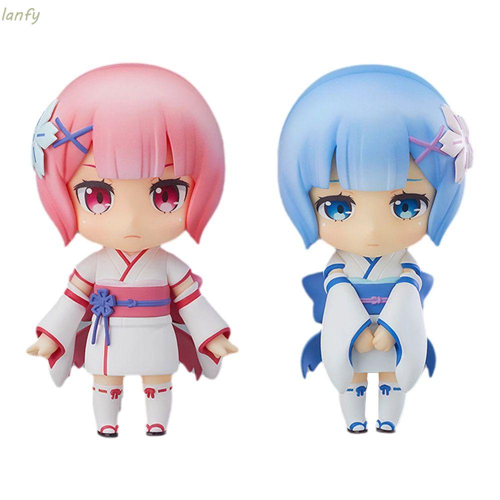 LANFY For Children Re:Life In A Different World From Zero Collectible PVC Statue Rem Ram Action Figure 9.5CM Anime Q Version Figure Model Statue Childhood Figure Toys/Multicolor