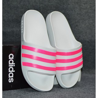 Dép Adilette Aqua màu trắng sọc hồng