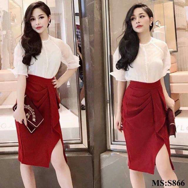 ( 4 size, 3 màu ) Chân Váy Bút Chì Xếp Ly Vạt Bèo | BigBuy360 - bigbuy360.vn