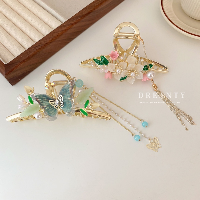 Kẹp Tóc Tua Rua Hình Hoa Đính Ngọc Trai Phong Cách Cổ Điển Cho Nữ